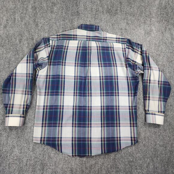 Eddie Bauer Shirt Mens Large Plaid Marin Poplin Long Sleeve Button Down VTG 90s - Picture 3 of 16